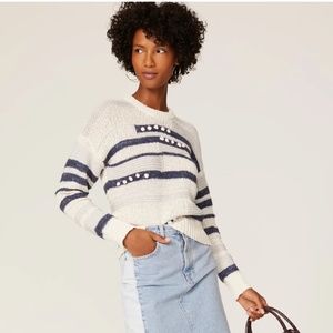 Madewell - Evergreen Yarn Mix Sweater | White/Blue Stripe | X-Small | NWOT / NEW